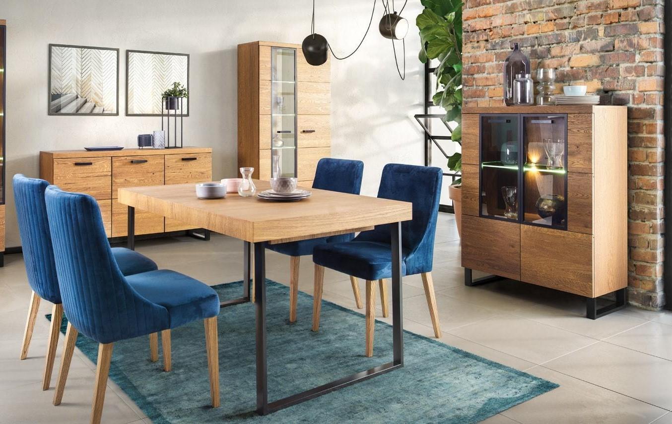 Jadalnia z meblami z drewna dąb rustical - aranżacja
