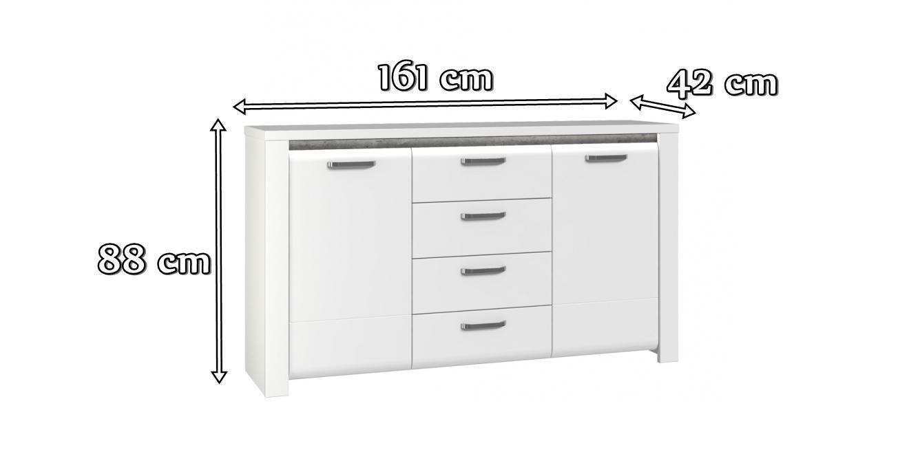 Biała komoda w wysokim połysku wymiary
