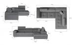 Musztardowy narożnik z funkcją spania Anton 275x202 Monolith 48 prawy