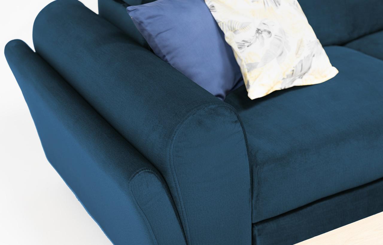 podłokietnik kanapy granatowej welurowej