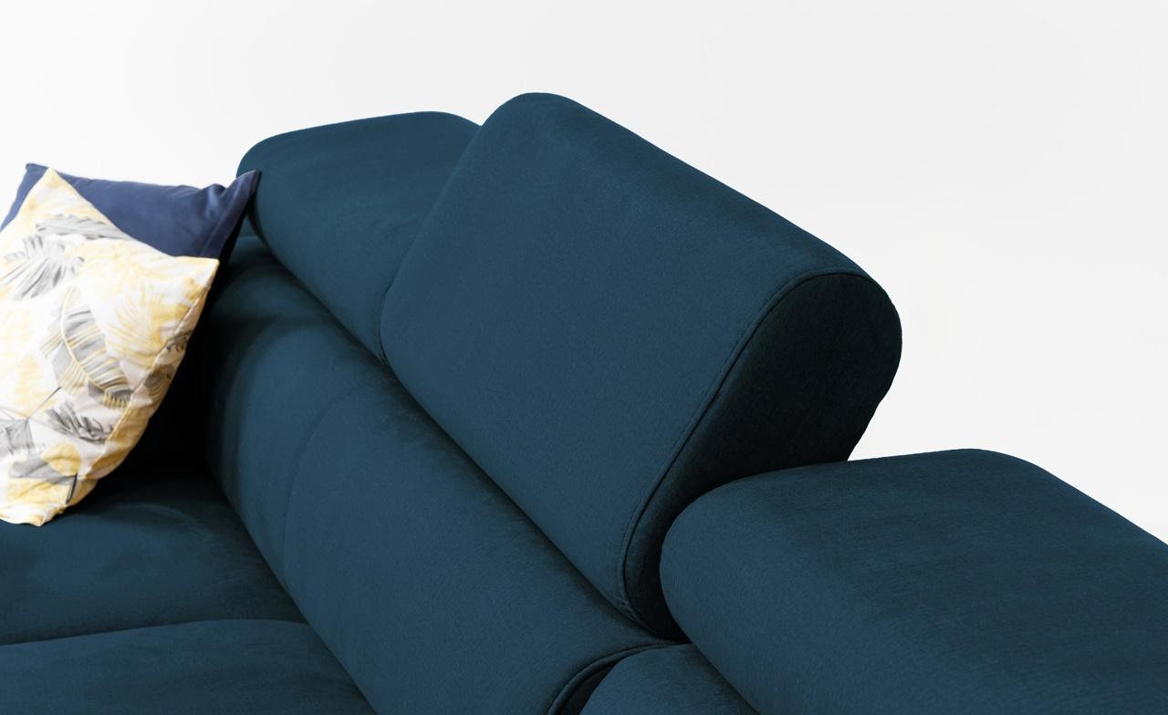 regulowane zagłówki narożnika welurowego granatowego