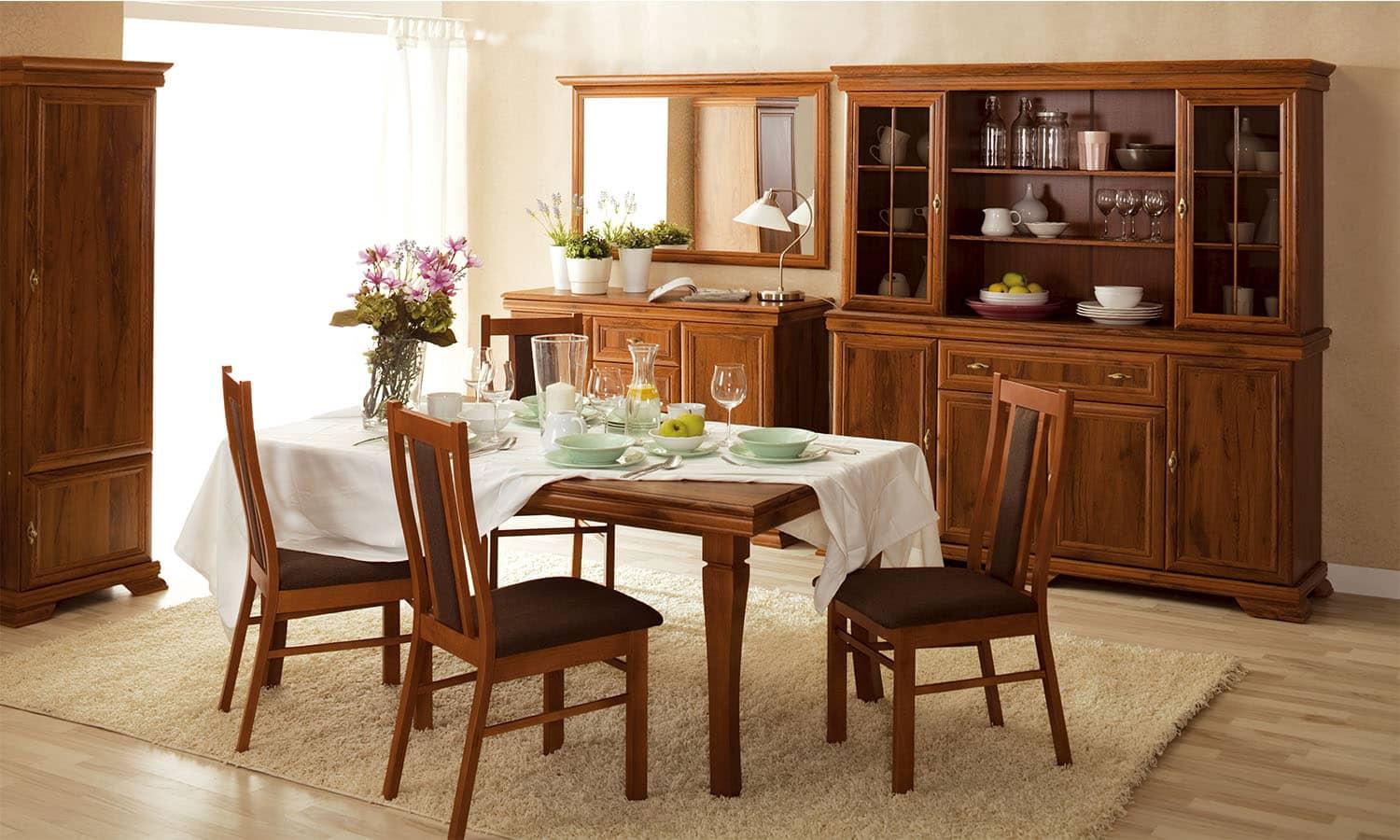 klasyczne brązowe meble z serii Kora Gała Meble z kredensem