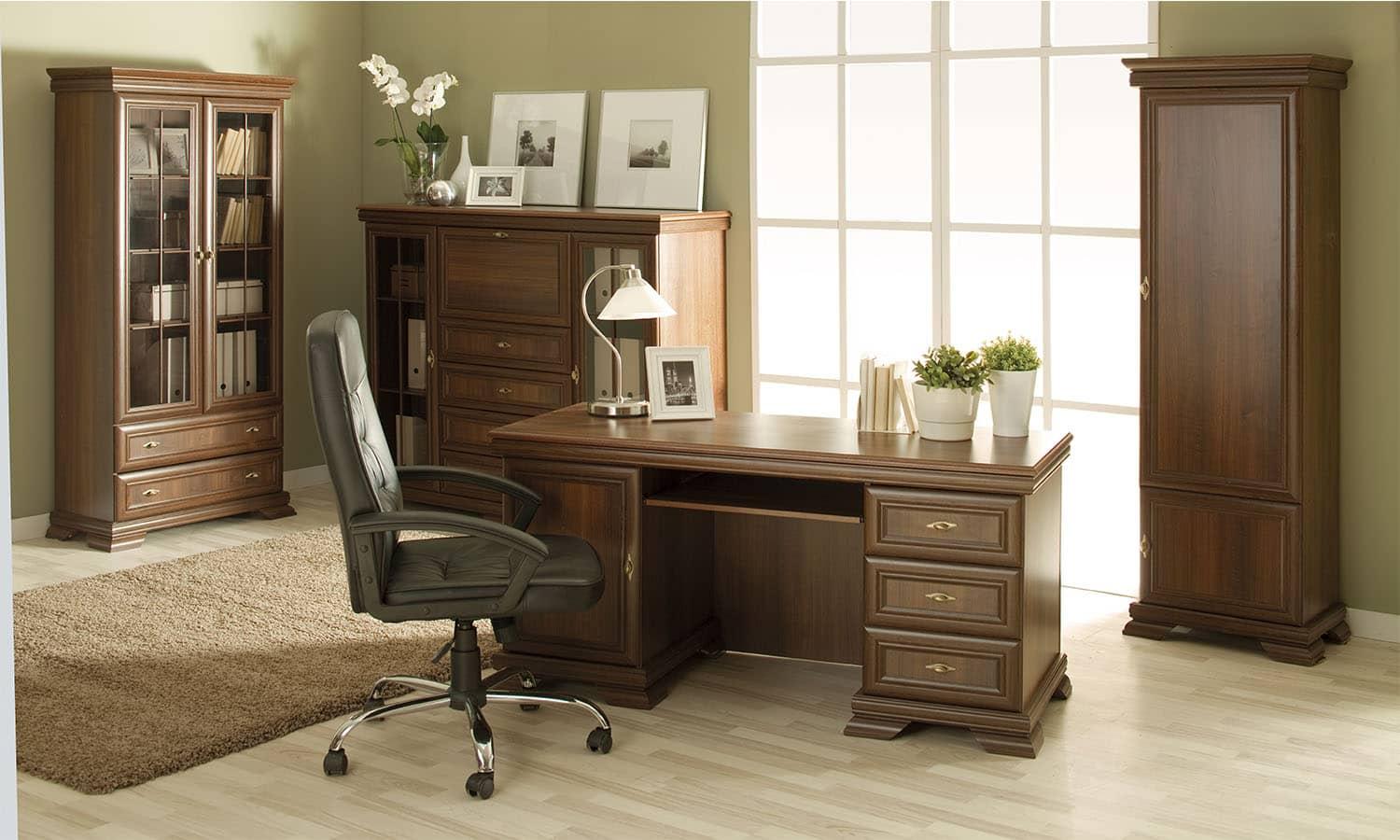 Biurko Kora KB brązowe do gabinetu - aranżacja