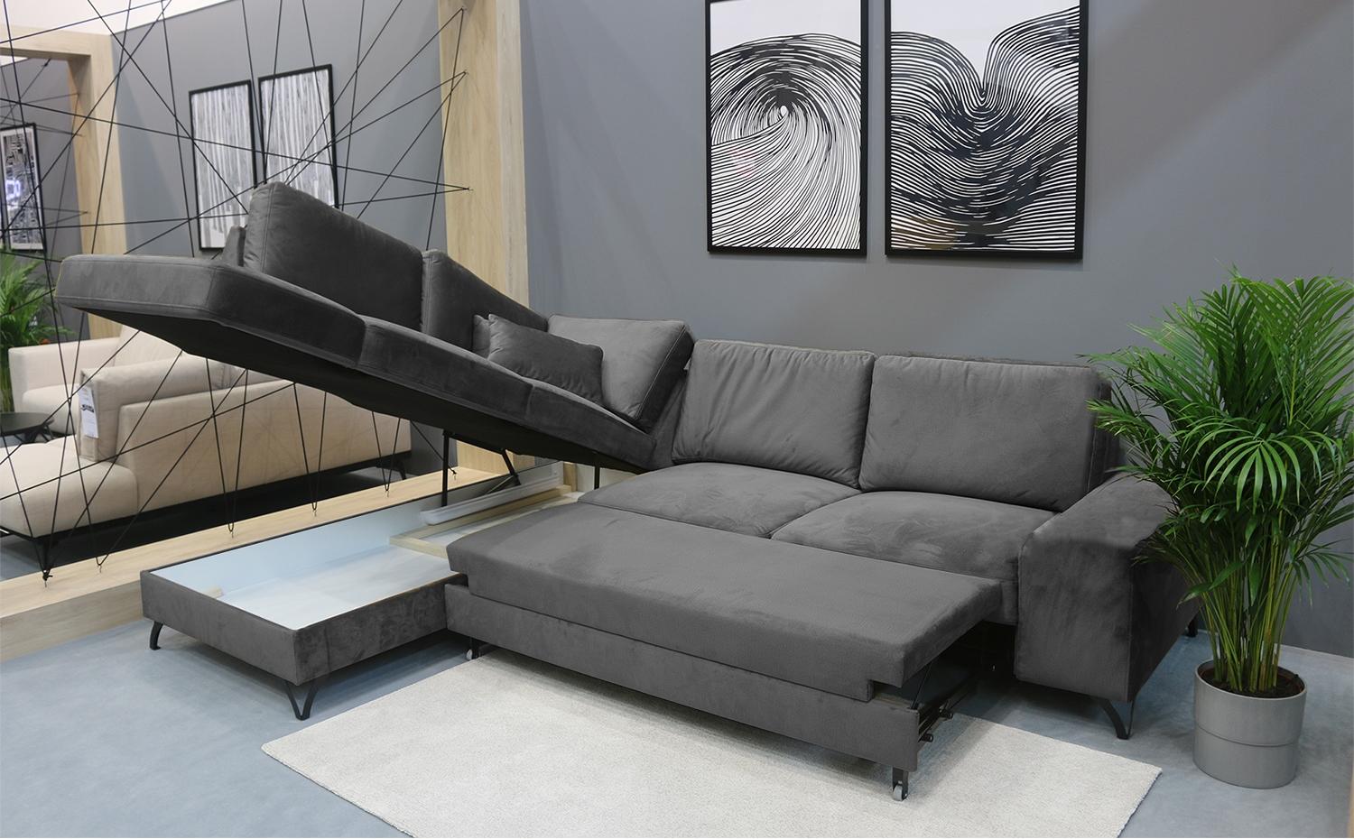 rozkładany narożnik flavio ze skrzynią na pościel