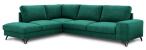 Zielony narożnik welurowy z funkcją spania Flavio lewy 283x214 cm