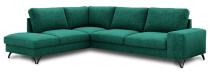 Zielony narożnik welurowy z funkcją spania Flavio lewy 283x214 cm