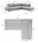 Granatowy wypoczynek do salonu z funkcją spania Flavio lewy 283x214 cm