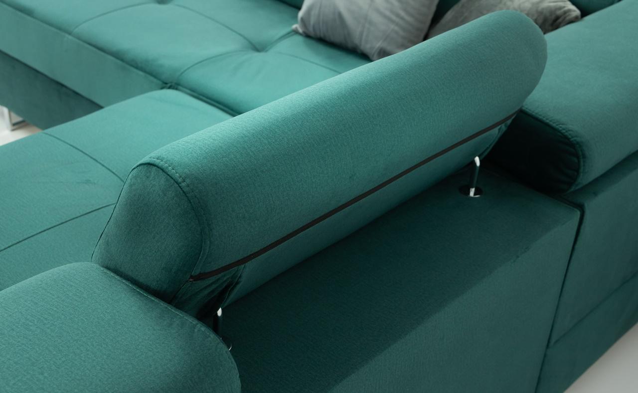 regulowane zagłówki butelkowozielony narożnik