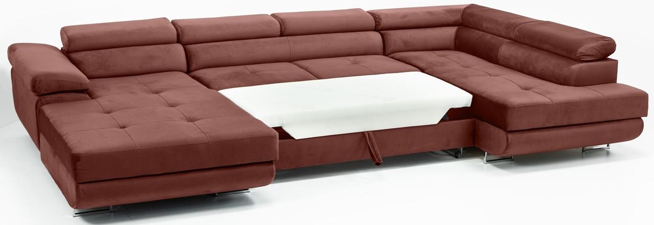 brudny róż narożnik welurowy duży