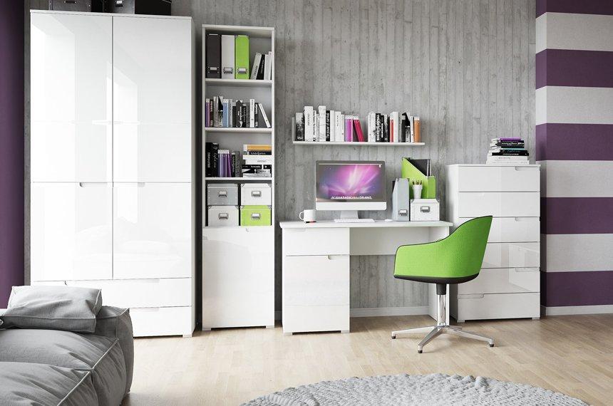 Białe biurko w wysokim połysku Selene 14 - aranżacja