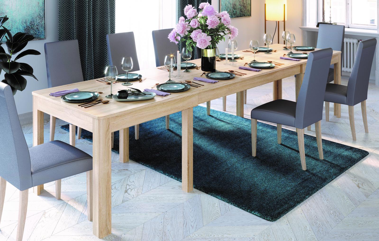 Duży 3 metrowy stół do salonu dąb sonoma Venus - aranżacja