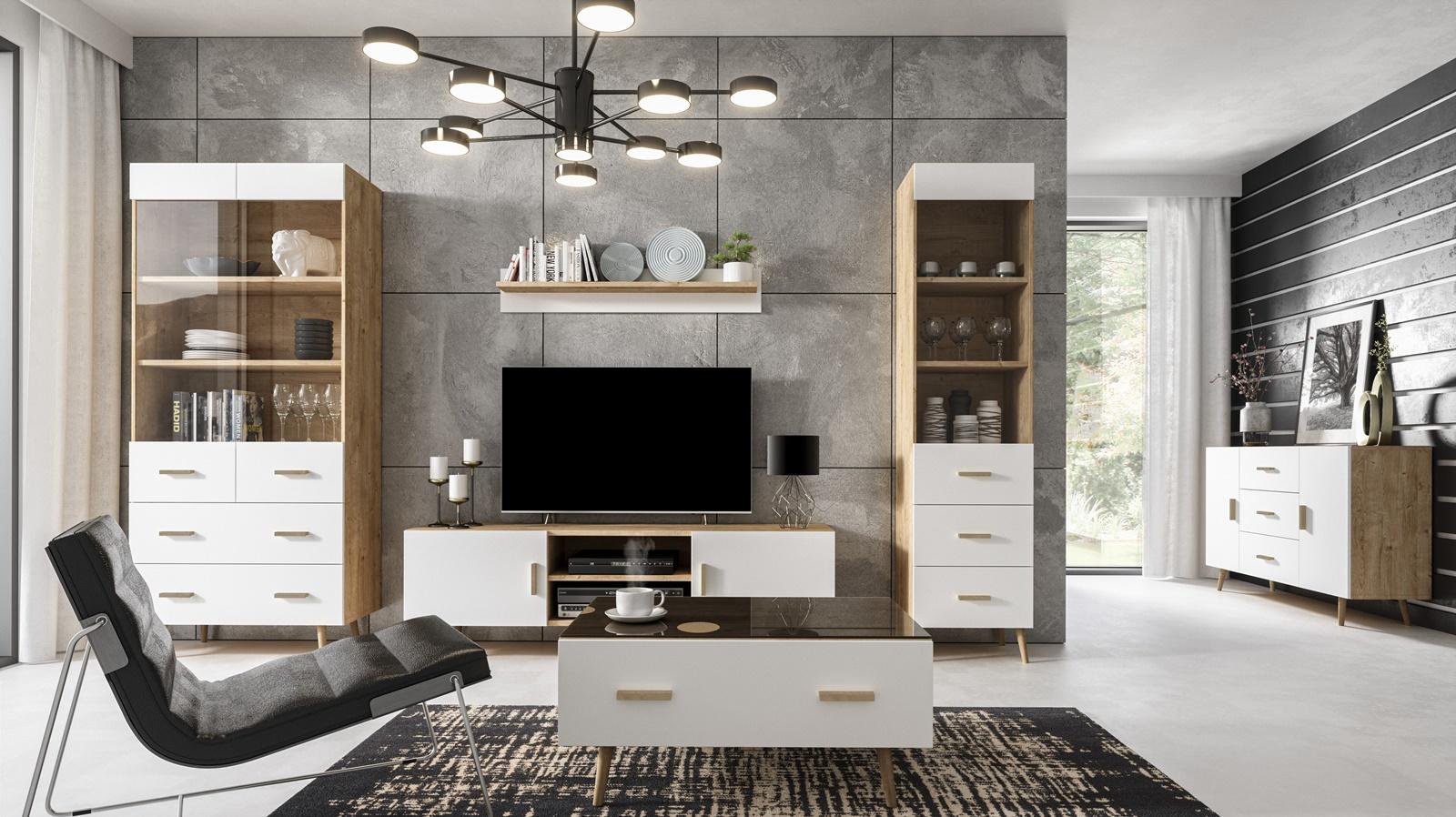 biała dwudrzwiowa szafa z szufladami Brillo S2D2S