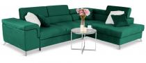 Ciemnozielony narożnik z funkcją spania Eridano 275x202 cm prawy
