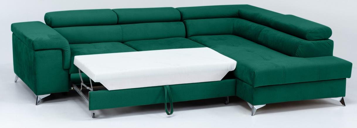 ciemnozielony narożnik z funkcją spania Eridano