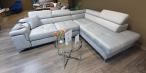 Jasnoszary narożnik prawostronny w stylu glamour Eridano 275x202 cm