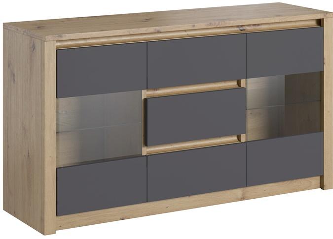 komoda przeszklona Malta K2D szara gała meble