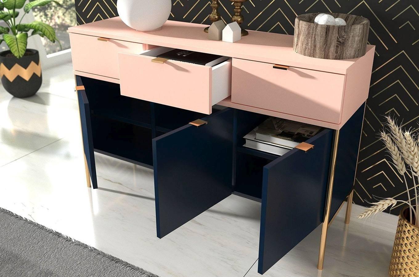 granatowa komoda na złotych nóżkach Polka Skandica