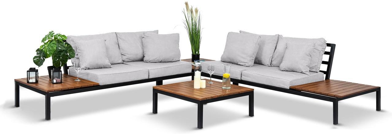 Meble tarasowe na metalowej konstrukcji z poduszkami