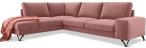 Brudny róż narożnik do salonu welurowy Flavio lewy 283x214 cm Matt Velvet 63