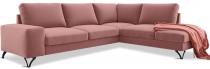 Ciemny róż narożnik do salonu rozkładany Flavio prawy 283x214 cm Matt Velvet 63