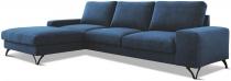 Granatowy narożnik welurowy z funkcją spania Flavio II lewostronny 293x179 cm