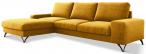 Musztardowy narożnik welurowy z funkcją spania Flavio II lewy 293x179 cm