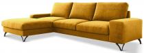 Musztardowy narożnik welurowy z funkcją spania Flavio II lewy 293x179 cm