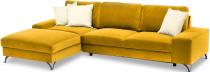 Musztardowy narożnik na czarnych nóżkach Flavio II lewostronny 293x179cm Matt Velvet 48