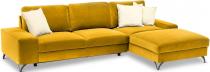 Żółty narożnik prawostronny na czarnych nóżkach Flavio II 293x179 cm Matt Velvet 48