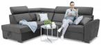 Ciemnoszara kanapa narożna wypoczynkowa do salonu Riva 274x210 cm lewostronna