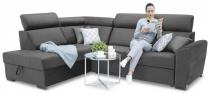 Ciemnoszara kanapa narożna wypoczynkowa do salonu Riva 274x210 cm lewostronna