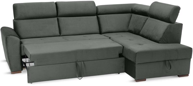 nowoczesny narożnik ciemnoszary z poduszkami 