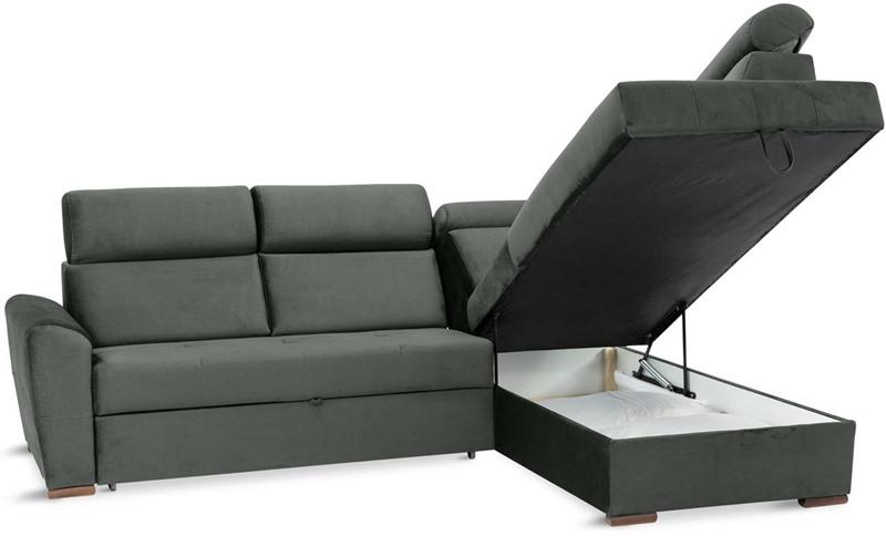 nowoczesny narożnik ciemnoszary z funkcją spania