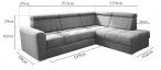Żółta kanapa narożna do salonu Riva 274x210 cm lewostronna