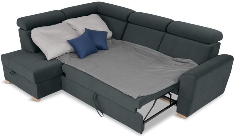 ciemnoszary narożnik w kształcie litery L welurowy