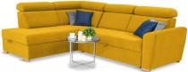 Żółty narożnik rozkładany welurowy w kształcie litery L Riva 274x210 cm lewostronny