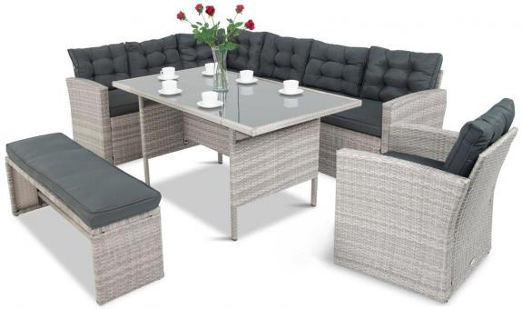 Un set gri de mobilier de grădină cu o masă înaltă Topiano Plus Gri