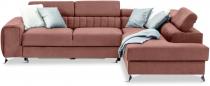 Różowy narożnik do salonu z funkcją spania Laurence 275x205 cm prawostronny