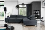 Ciemny wypoczynek do salonu nowoczesny Laurence 275x205 cm Matt Velvet 97 prawostronny