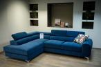 Ciemnoniebieska rogówka nowoczesna na srebrnych nogach Laurence 275x205cm Matt Velvet 79 lewy