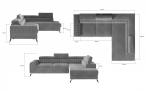 Żółta kanapa w nowoczesnym stylu Laurence 275x205 cm Matt Velvet 48 prawy