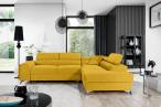 Żółta kanapa w nowoczesnym stylu Laurence 275x205 cm Matt Velvet 48 prawy