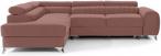 Brudny róż narożnik welurowy z funkcją spania Laurence 275x205 cm Matt Velvet 63 lewy