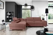 Brudny róż narożnik welurowy z funkcją spania Laurence 275x205 cm Matt Velvet 63 lewy