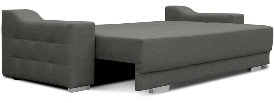 rozłożona ciemnoszara kanapa rozkładana