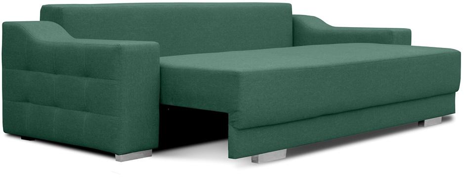 butelkowozielona sofa z funkcją spania