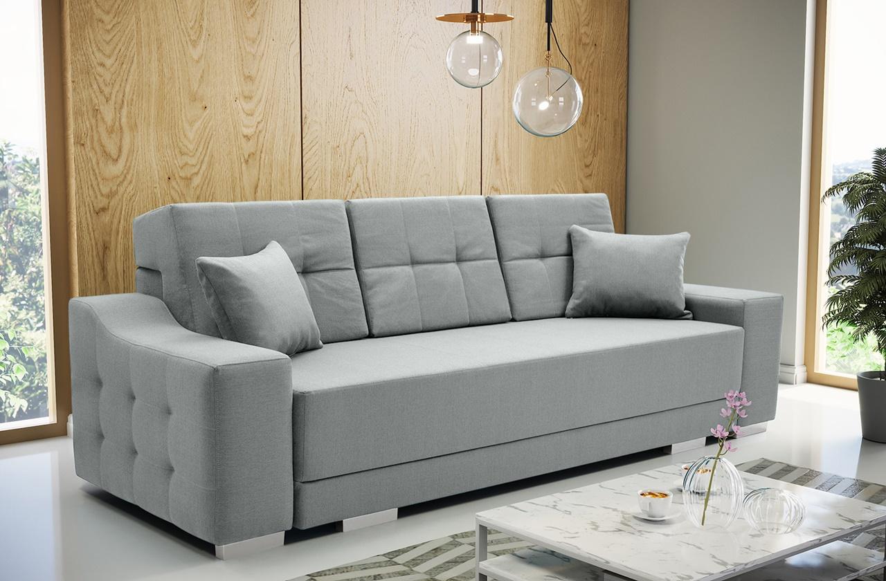 nowoczesna szara kanapa rozkładana pikowana