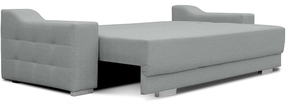 rozłożona nowoczesna szara kanapa pikowana