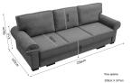 Szara klasyczna sofa do salonu Bukiet Monolith 84