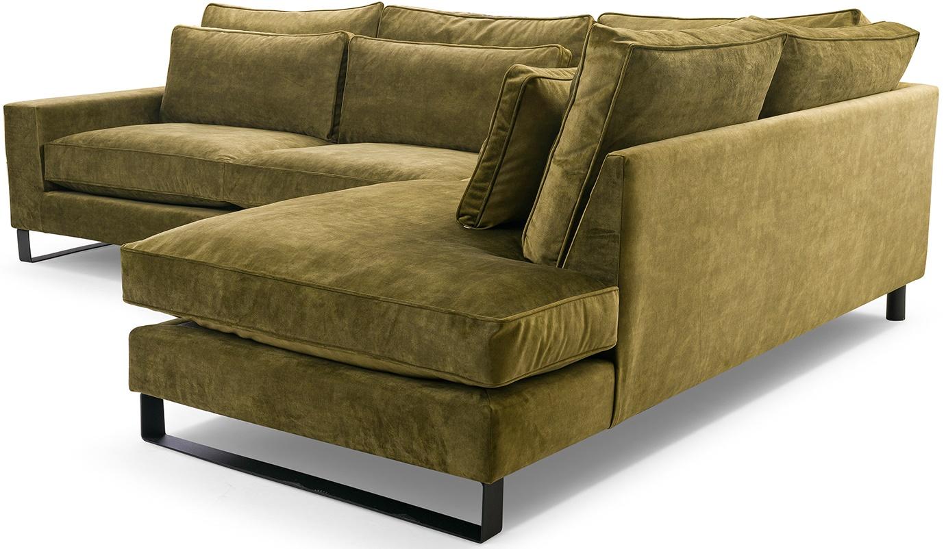 oliwkowy narożnika do salonu na czarnych nogach